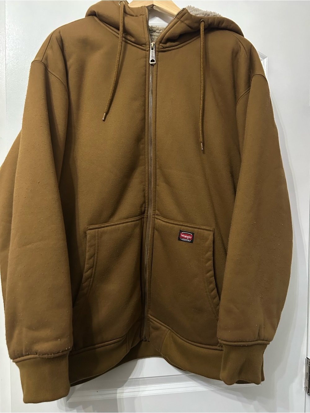 Wrangler Tan Sherpa-Lined Hooded Zip Jacket